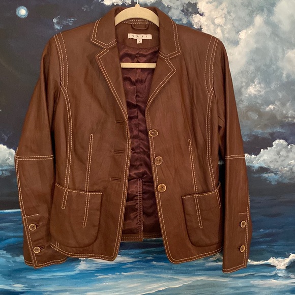 Cabi Chocolate Brown Leather Jacket 